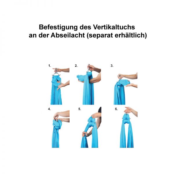 Befestigung des Vertikaltuchs an der Abseilacht (separat erhältlich) Befestigung des Vertikaltuchs an der Abseilacht (separat erhältlich)
